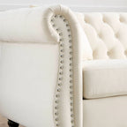 Divano Chesterfield grigio, classico design trapuntato a bottoni, 3 posti, divano da salotto