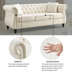 Divano Chesterfield grigio, classico design trapuntato a bottoni, 3 posti, divano da salotto