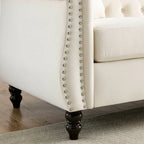 Divano Chesterfield grigio, classico design trapuntato a bottoni, 3 posti, divano da salotto