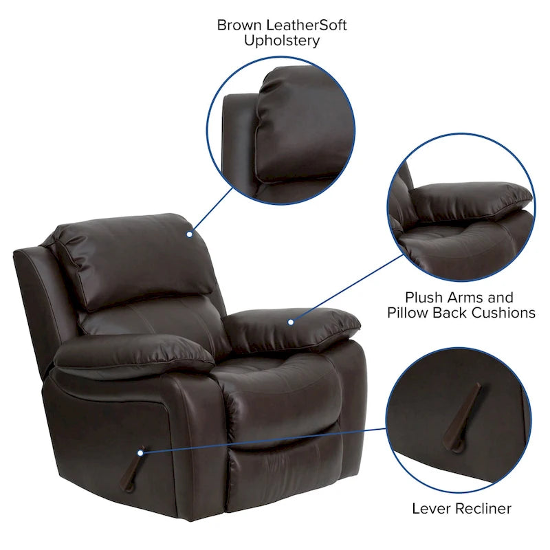 Poltrona reclinabile a dondolo in LeatherSoft