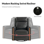 Set di 2 Poltrone Reclinabili Girevoli in Vera Pelle con Funzione Power Rocking, Poggiatesta e Poggiapiedi Regolabili, Ricarica USB