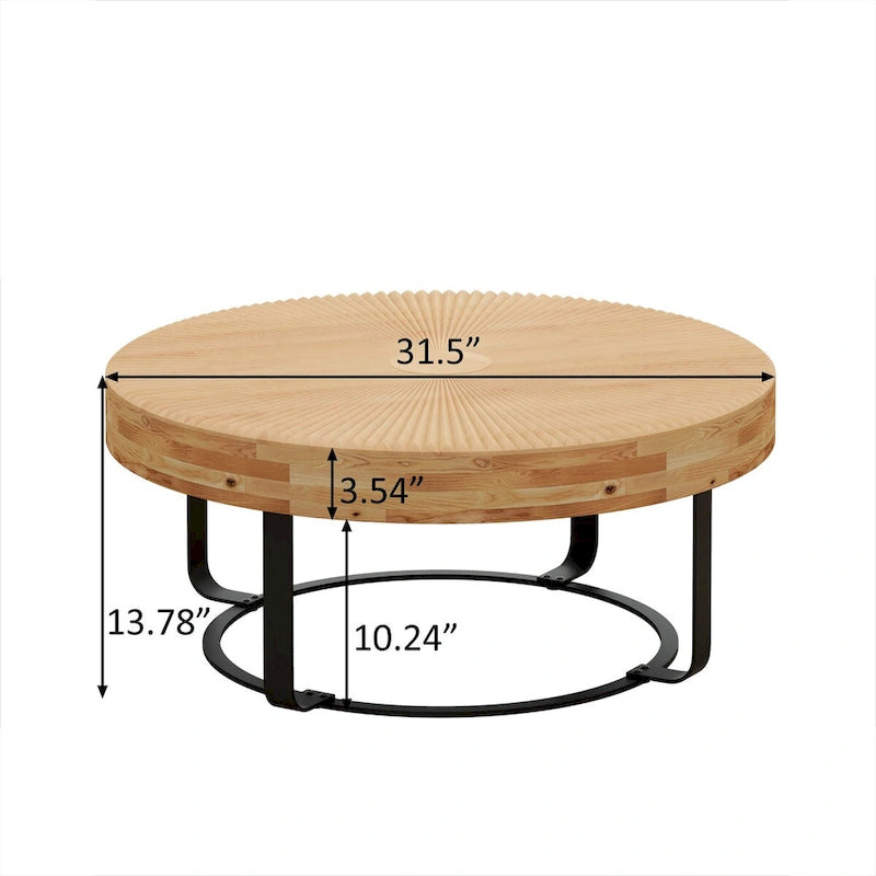 Tavolino da caffè rotondo moderno Tavolino da caffè con motivo intagliato in legno con gambe in metallo per soggiorno sala di ricevimento ufficio, nero
