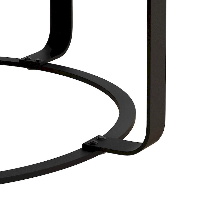 Tavolino da caffè rotondo moderno Tavolino da caffè con motivo intagliato in legno con gambe in metallo per soggiorno sala di ricevimento ufficio, nero