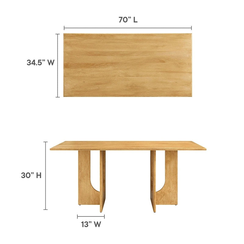 Tavolo da pranzo rettangolare in legno da 178 cm, stile moderno, 6 posti, struttura solida