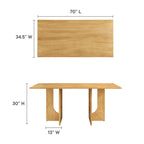 Tavolo da pranzo rettangolare in legno da 178 cm, stile moderno, 6 posti, struttura solida