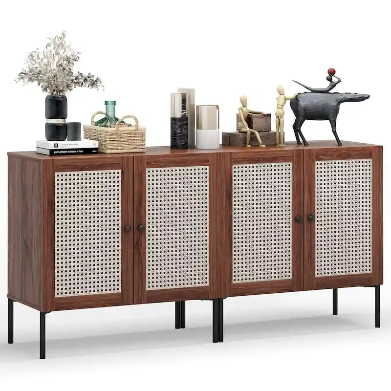 2 mobili credenza buffet da vino con anta e ripiano regolabile