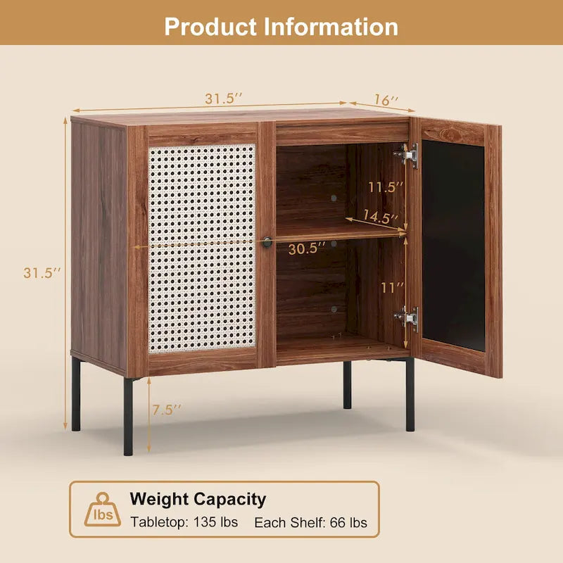 2 mobili credenza buffet da vino con anta e ripiano regolabile