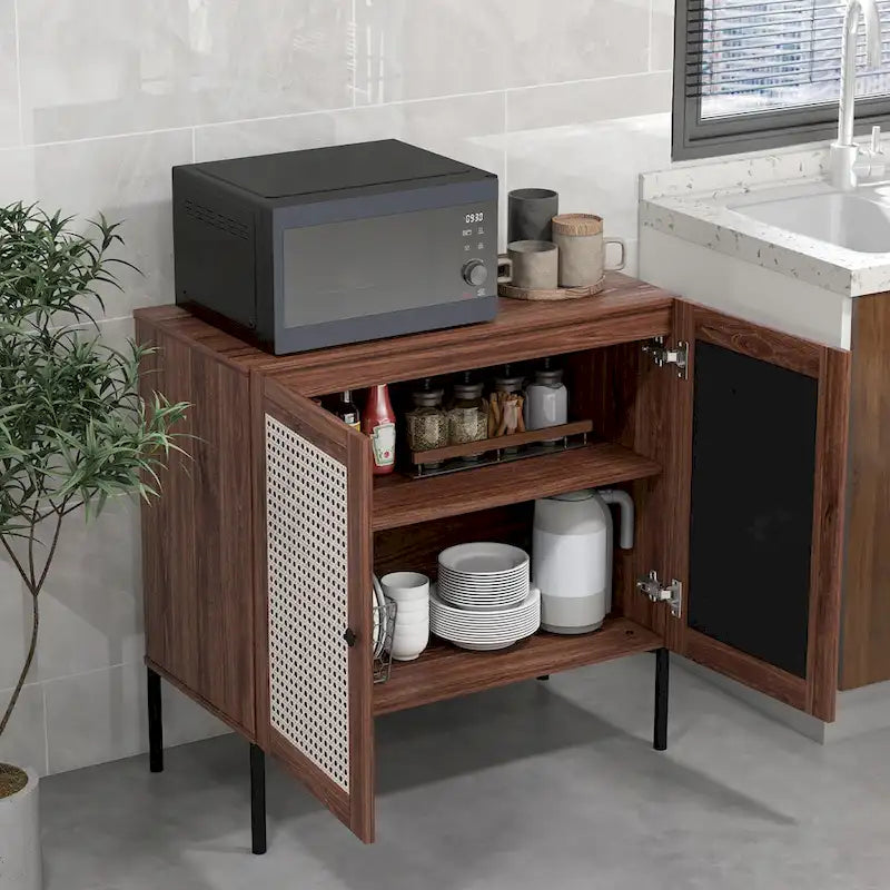 2 mobili credenza buffet da vino con anta e ripiano regolabile