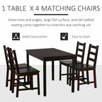 Set da pranzo da 5 pezzi, tavolo da cucina in legno e sedie per sala da pranzo, angolo colazione, marrone castagna
