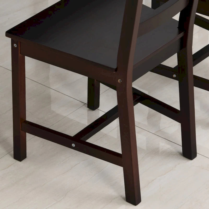 Set da pranzo da 5 pezzi, tavolo da cucina in legno e sedie per sala da pranzo, angolo colazione, marrone castagna