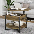 Tavolino rotondo con ripiano sollevabile in legno - 31.5D x 31.5W x 17.35H