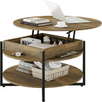 Tavolino rotondo con ripiano sollevabile in legno - 31.5D x 31.5W x 17.35H