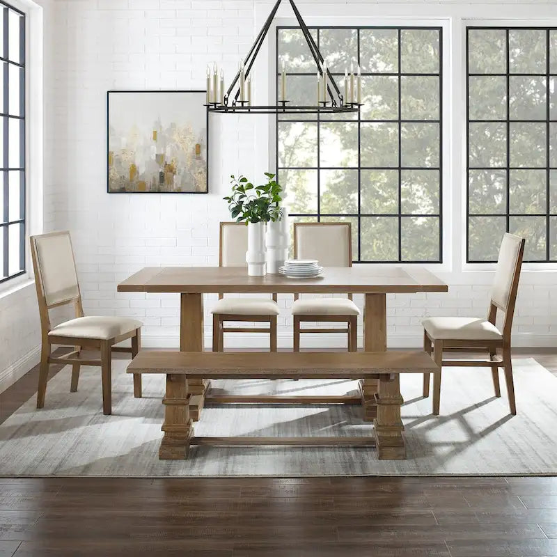 Set da pranzo 6 pezzi, stile Joanna, tavolo da pranzo e 5 sedie, mobili per cucina e sala da pranzo