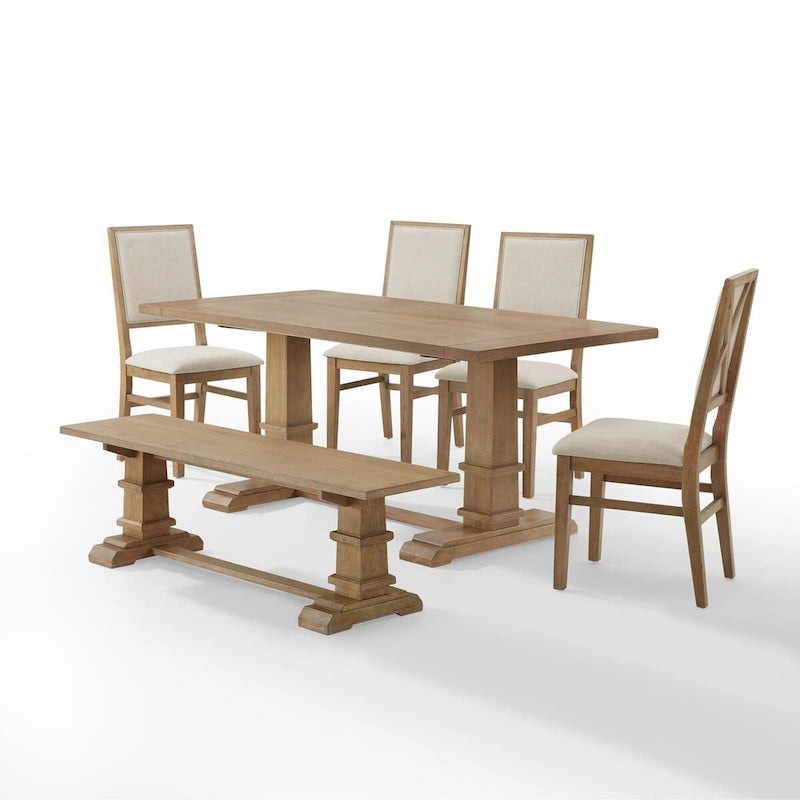 Set da pranzo 6 pezzi, stile Joanna, tavolo da pranzo e 5 sedie, mobili per cucina e sala da pranzo