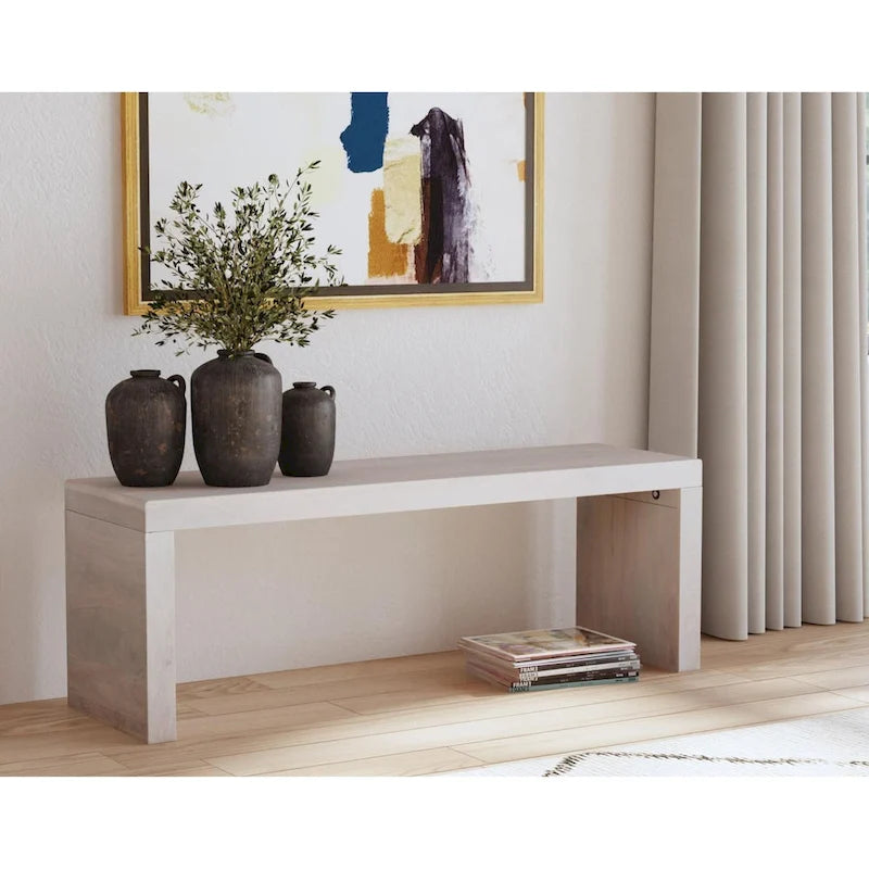 Karson White Sand Solid Wood Bench by East at Main