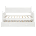 Divano letto singolo in pino bianco con letto estraibile e vano contenitore a scomparsa, struttura a doghe, nessun box spring necessario