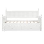Divano letto singolo in pino bianco con letto estraibile e vano contenitore a scomparsa, struttura a doghe, nessun box spring necessario