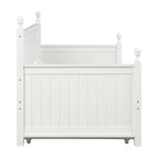 Divano letto singolo in pino bianco con letto estraibile e vano contenitore a scomparsa, struttura a doghe, nessun box spring necessario