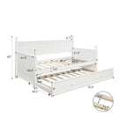 Divano letto singolo in pino bianco con letto estraibile e vano contenitore a scomparsa, struttura a doghe, nessun box spring necessario