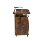 Scrivania per computer in legno massello, tavolo da ufficio con rotelle per PC, ripiani e schedario, due cassetti, vassoio CPU, una mensola