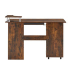 Scrivania per computer in legno massello, tavolo da ufficio con rotelle per PC, ripiani e schedario, due cassetti, vassoio CPU, una mensola