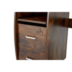 Scrivania per computer in legno massello, tavolo da ufficio con rotelle per PC, ripiani e schedario, due cassetti, vassoio CPU, una mensola