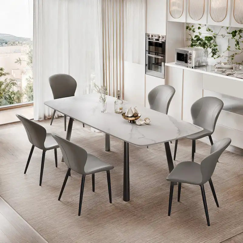 Set di 3/6/9/12 Sedie da Pranzo Moderne in Pelle PU - Comode, Facili da Pulire, Design Contemporaneo per Cucina o Sala da Pranzo