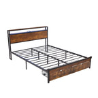 Telaio letto in metallo King/Queen/Full con testiera e pediera, USB, stazione di ricarica, 2 cassetti, luci LED