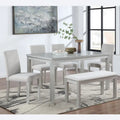 Set tavolo da pranzo da 6 pezzi in legno massello