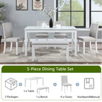 Set tavolo da pranzo da 6 pezzi in legno massello