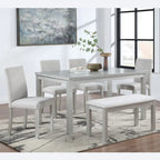 Set tavolo da pranzo da 6 pezzi in legno massello