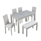 Set tavolo da pranzo da 6 pezzi in legno massello