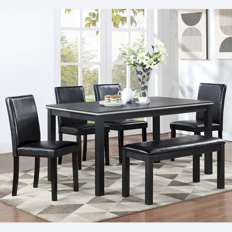 Set tavolo da pranzo da 6 pezzi in legno massello