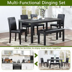 Set tavolo da pranzo da 6 pezzi in legno massello