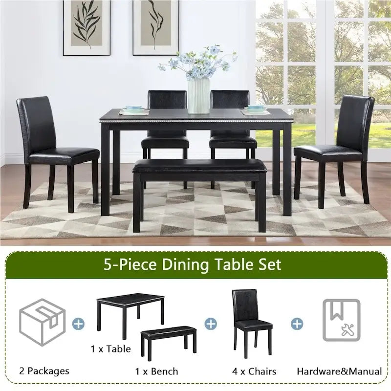 Set tavolo da pranzo da 6 pezzi in legno massello