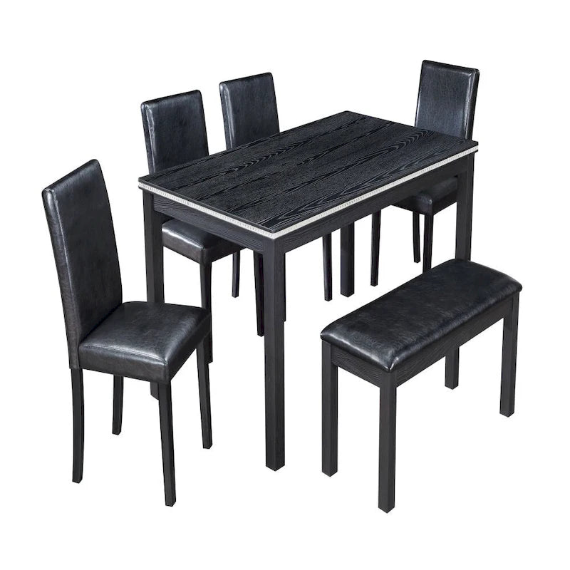 Set tavolo da pranzo da 6 pezzi in legno massello