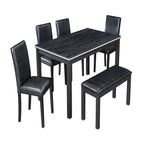 Set tavolo da pranzo da 6 pezzi in legno massello