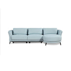 Divano sezionale chaise longue Wells azzurro, braccio destro