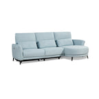 Divano sezionale chaise longue Wells azzurro, braccio destro