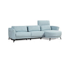 Divano sezionale chaise longue Wells azzurro, braccio destro