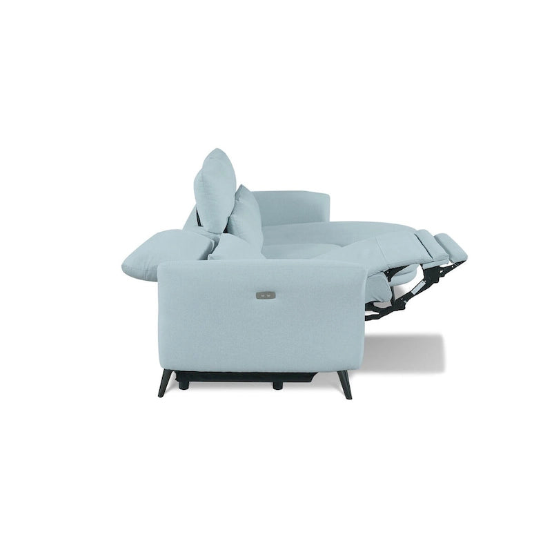 Divano sezionale chaise longue Wells azzurro, braccio destro