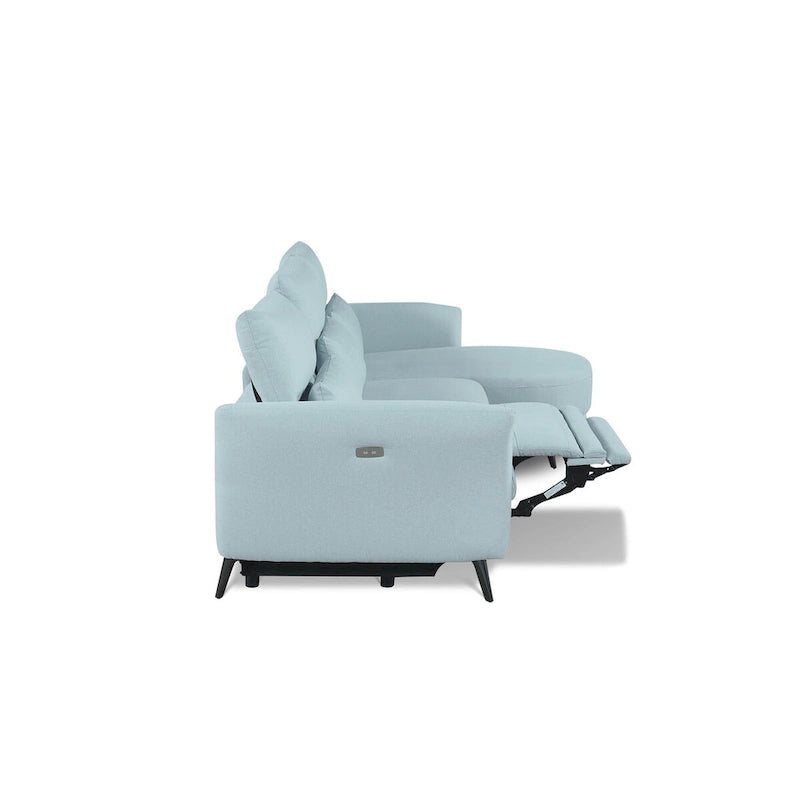 Divano sezionale chaise longue Wells azzurro, braccio destro