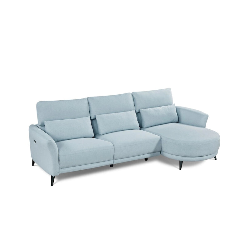 Divano sezionale chaise longue Wells azzurro, braccio destro